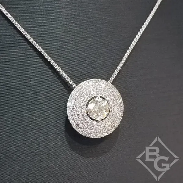 Simon G. Four Row Art Deco Style Diamond Halo Solitaire Pendant
