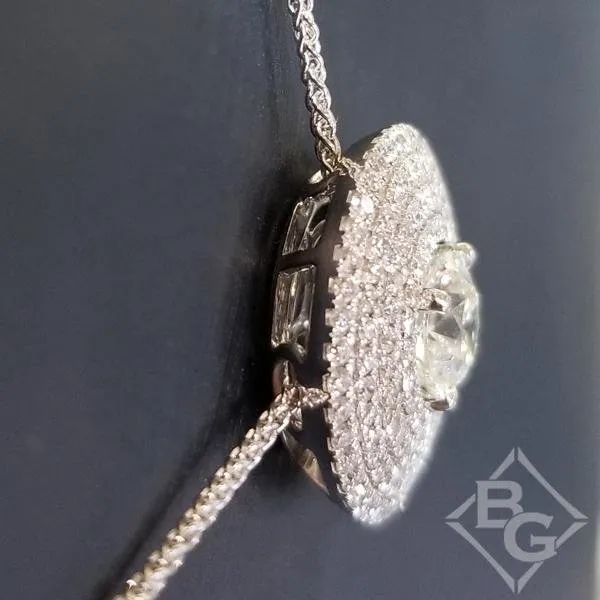 Simon G. Four Row Art Deco Style Diamond Halo Solitaire Pendant