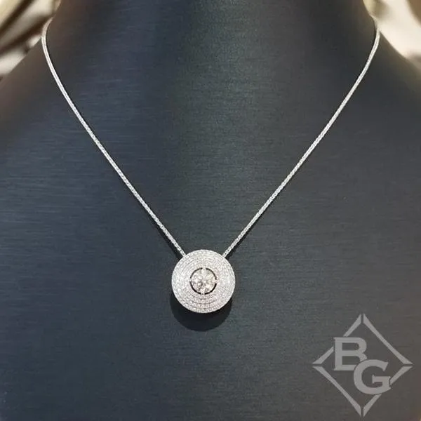 Simon G. Four Row Art Deco Style Diamond Halo Solitaire Pendant