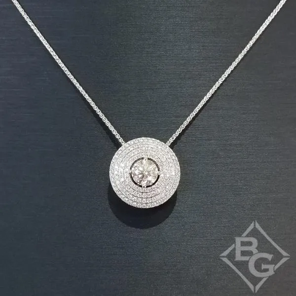 Simon G. Four Row Art Deco Style Diamond Halo Solitaire Pendant