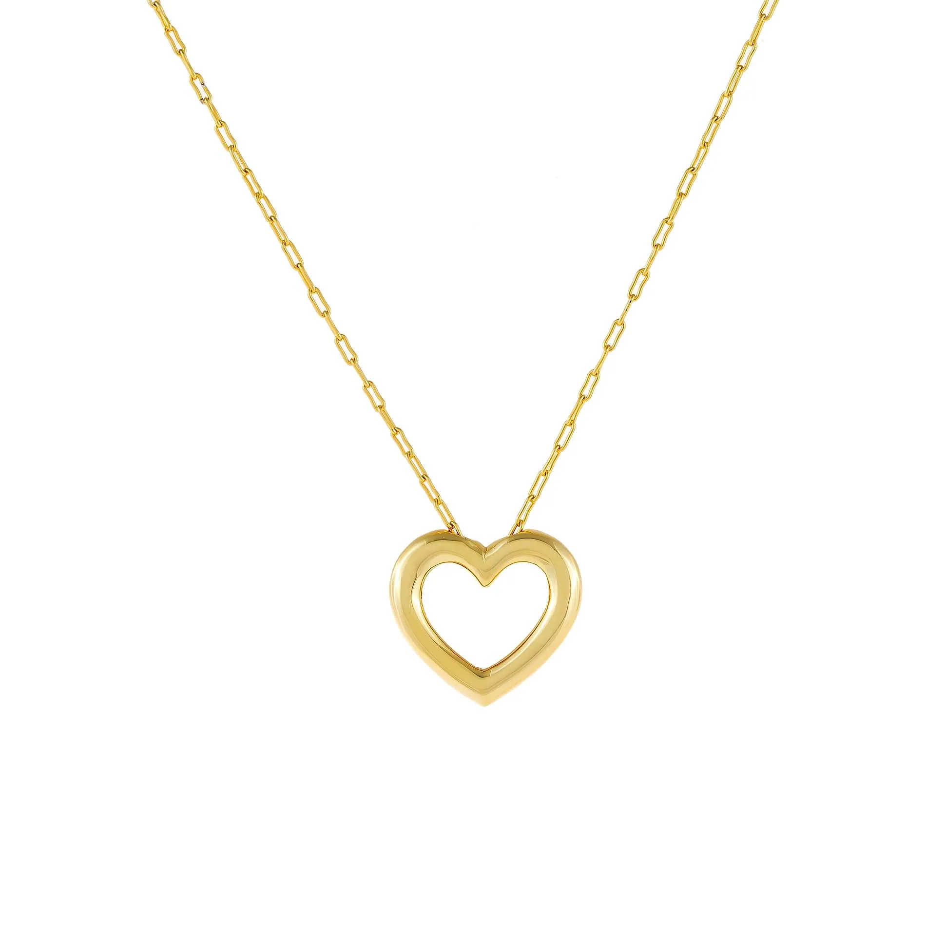 Solid Hollow Open Heart Link Necklace