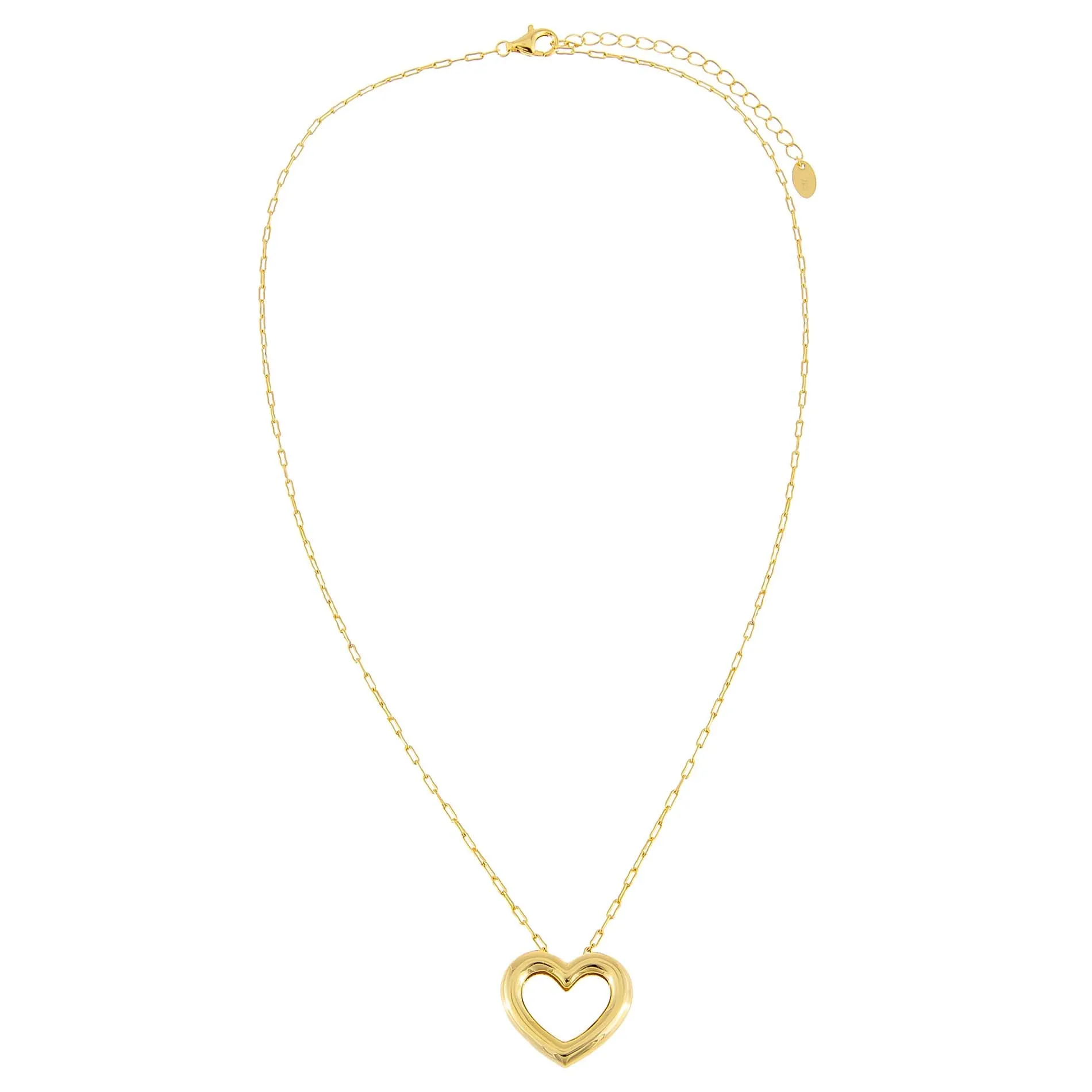 Solid Hollow Open Heart Link Necklace
