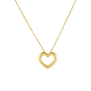 Solid Hollow Open Heart Link Necklace