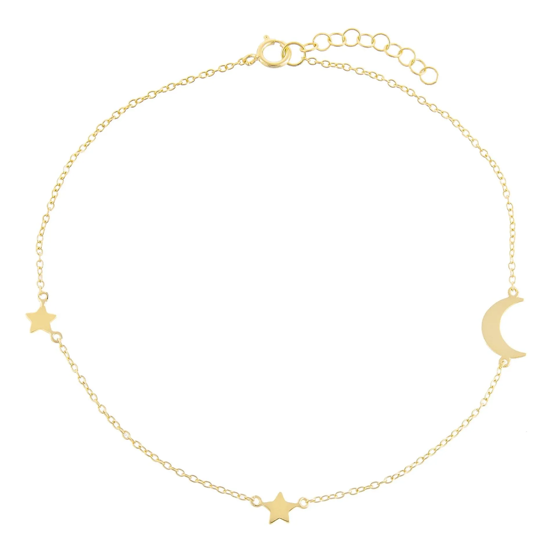 Solid Star X Moon Anklet