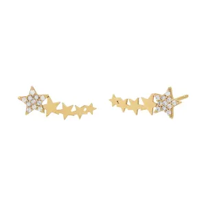 Solid x Pavé Multi Star Stud Earring 14K