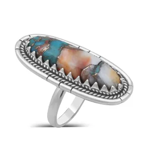 Spiny Oyster Turquoise Silver Rings