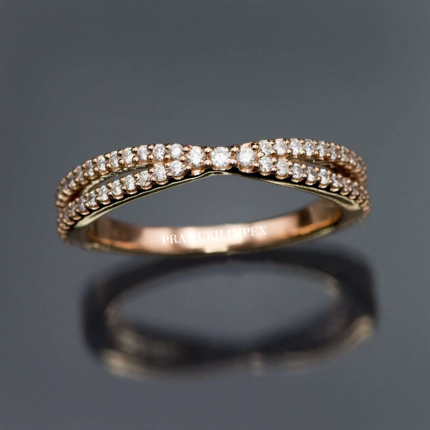 Split Shank Wedding Band, 14k Stakingt Engagement Ring , 0.71ct Half Eternity Stackable Ring,Moissanite Wedding Ring,Art Deco Wedding Band