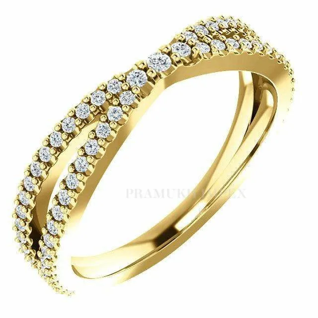 Split Shank Wedding Band, 14k Stakingt Engagement Ring , 0.71ct Half Eternity Stackable Ring,Moissanite Wedding Ring,Art Deco Wedding Band