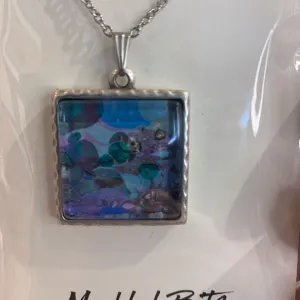 Square Marbled Pendant Necklace