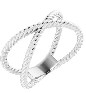 SS Cross Rope Ring