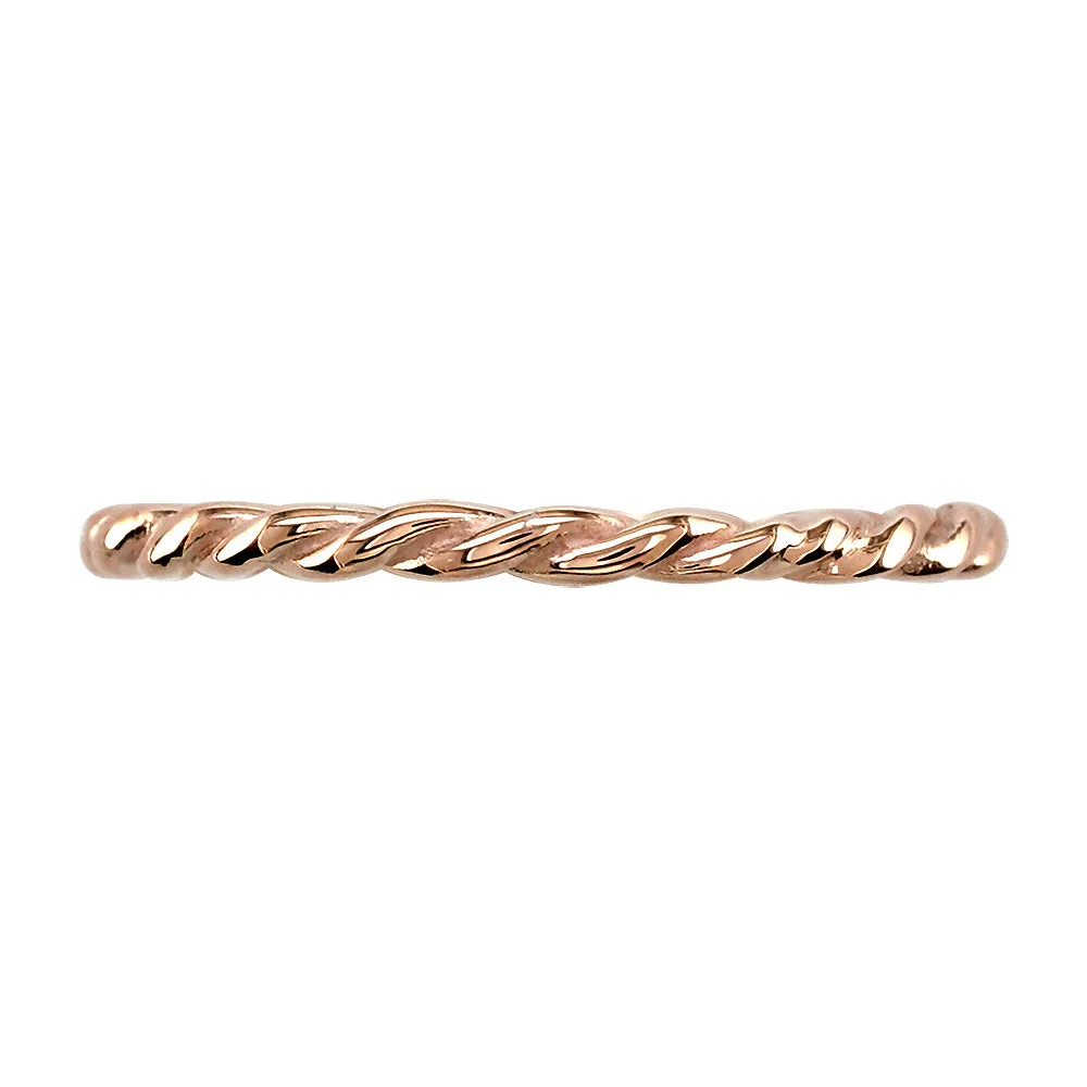 Stackable Rope Ring, 1.8mm in 14k Pink, Rose Gold - Size 3.5 to 7