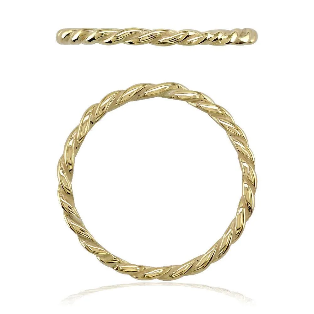Stackable Rope Ring, 1.8mm in 14k Yellow Gold - Size 7.5 to 13.5