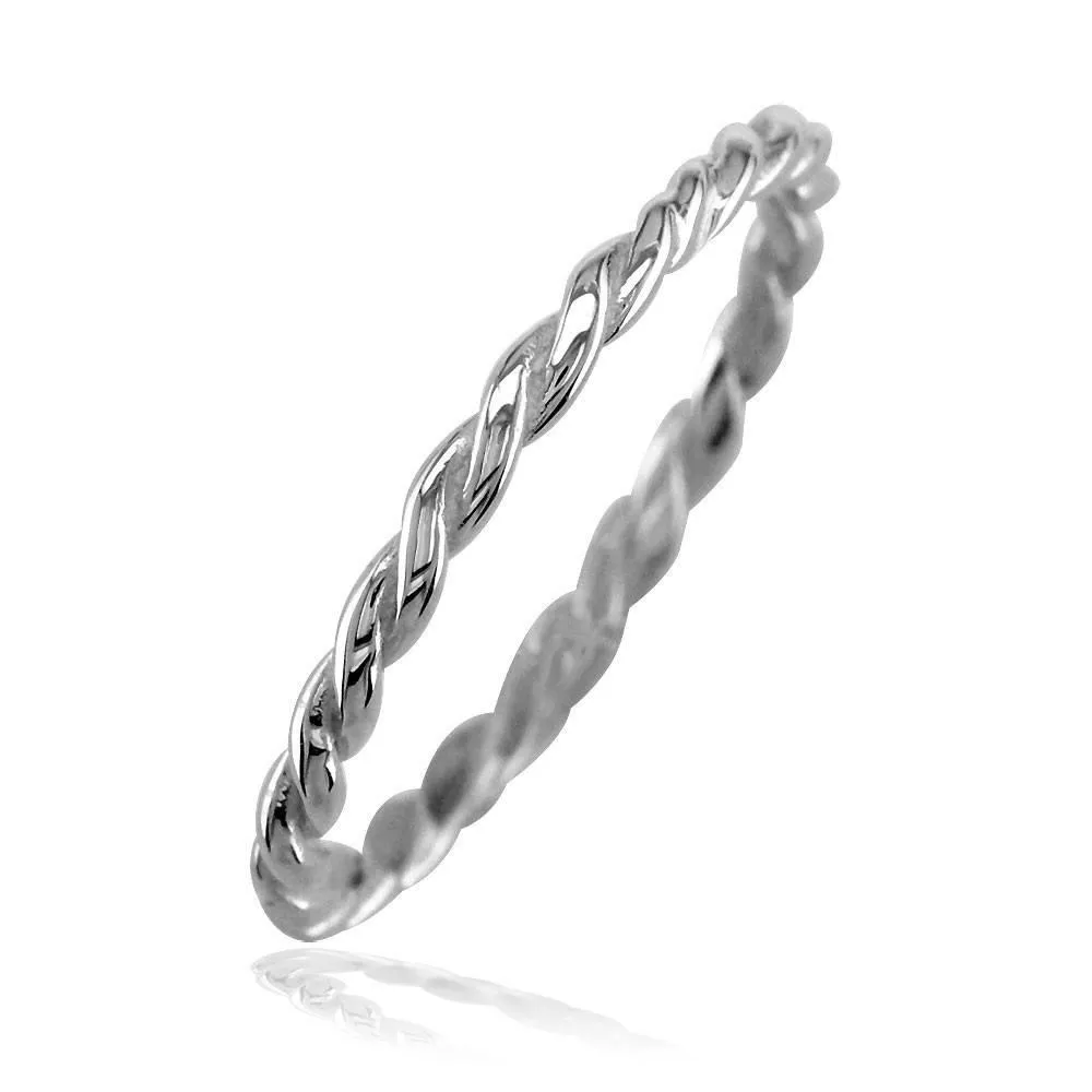 Stackable Rope Ring, 1.8mm in Sterling Silver - Size 7.5 to 13.5