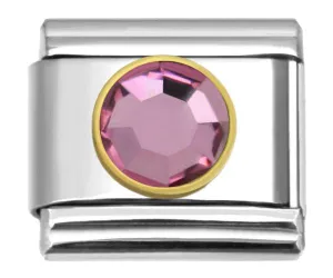 Stainless Steel 9mm Shiny October Birthstone Link for Italian Charm Bracelet