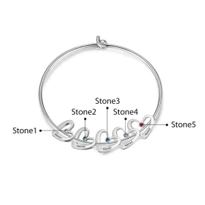 Stainless Steel Cordate-Charm Bracelet With 5 Birthstone