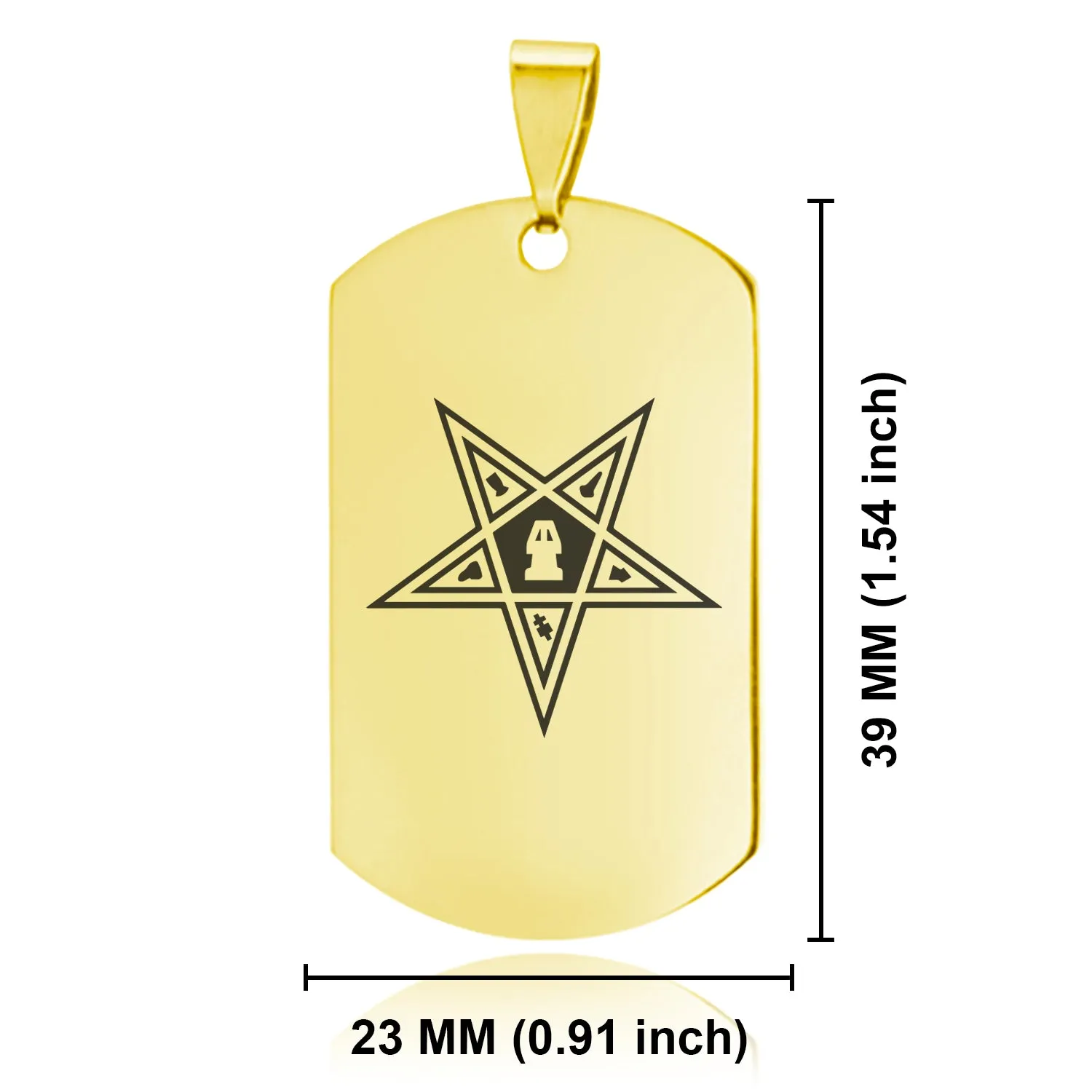 Stainless Steel Masonic Blazing Eastern Star Symbol Dog Tag Pendant