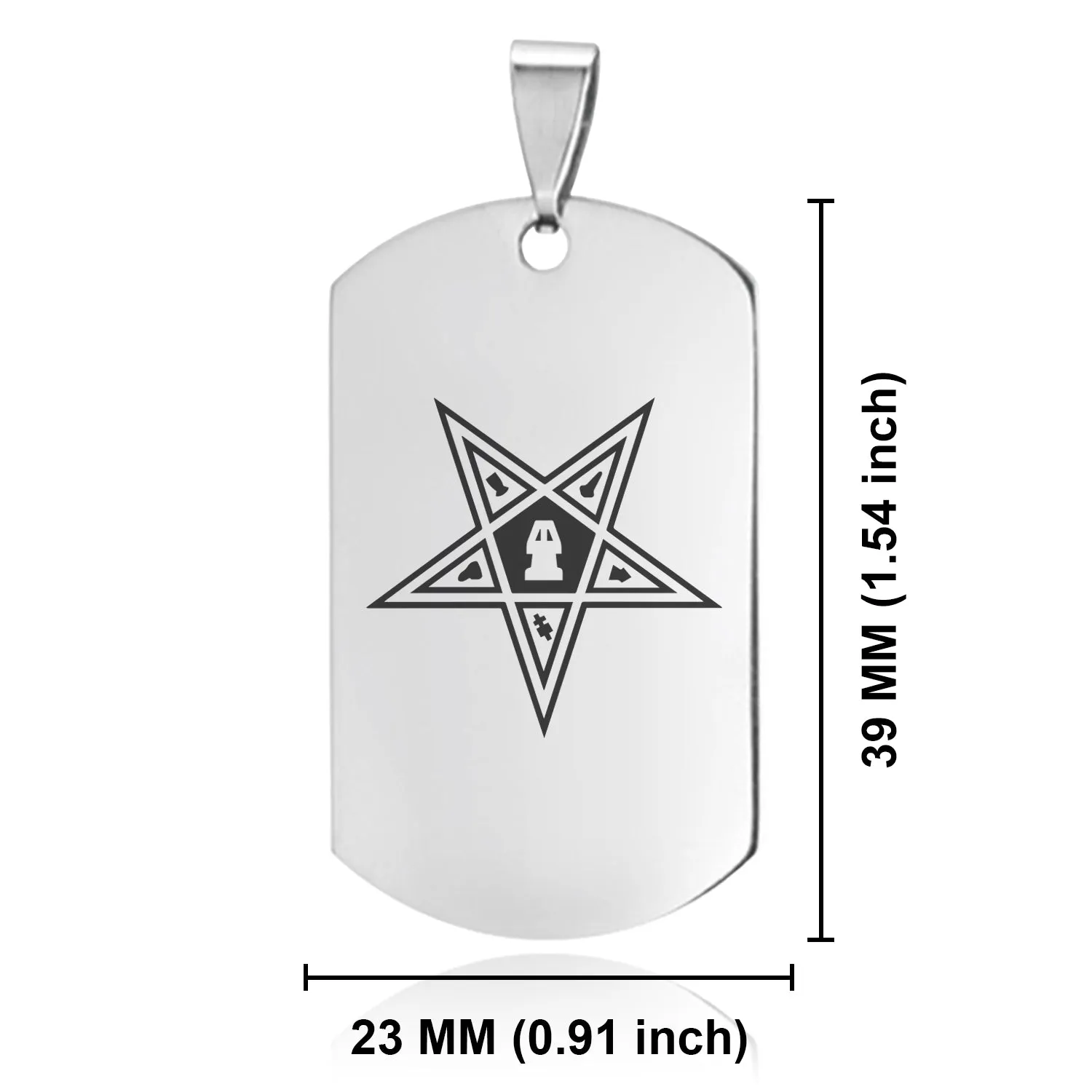 Stainless Steel Masonic Blazing Eastern Star Symbol Dog Tag Pendant