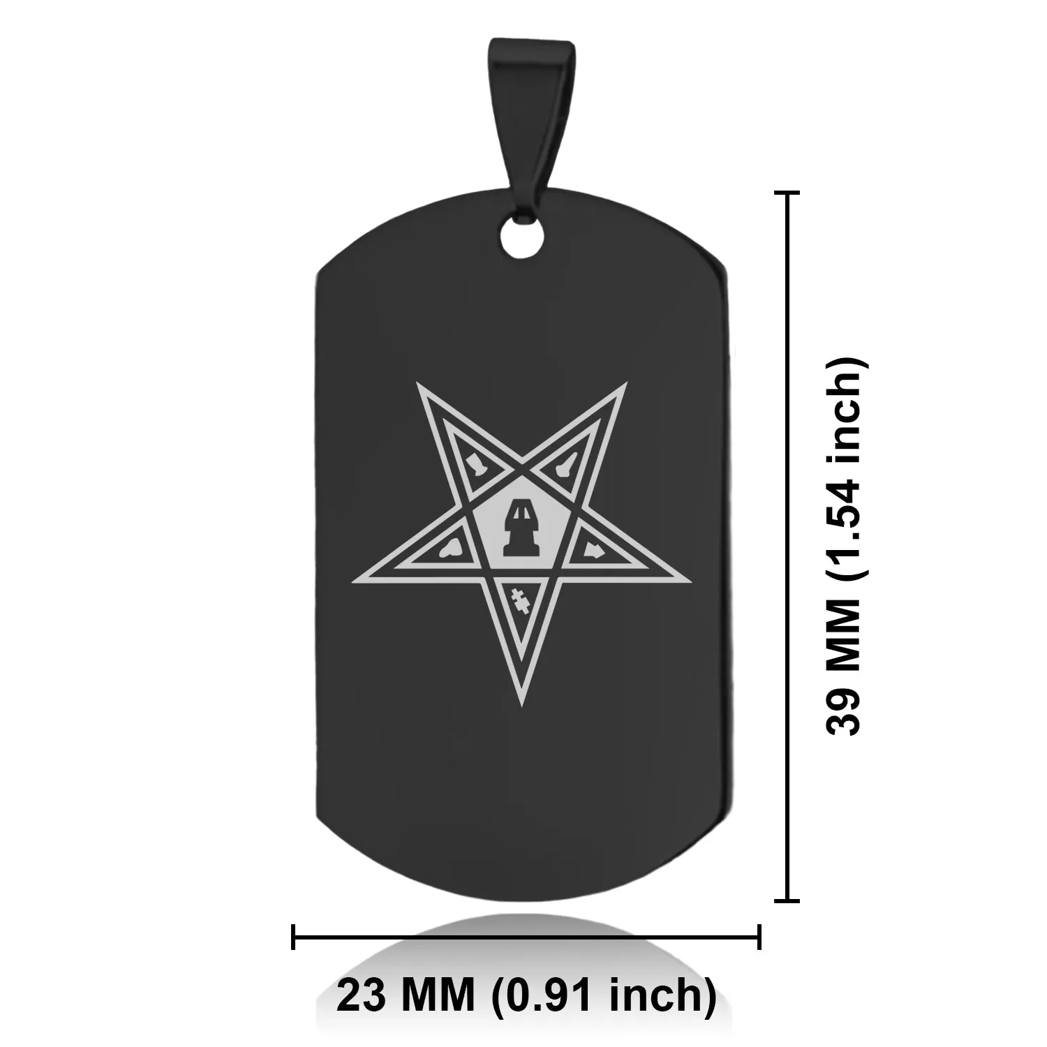 Stainless Steel Masonic Blazing Eastern Star Symbol Dog Tag Pendant