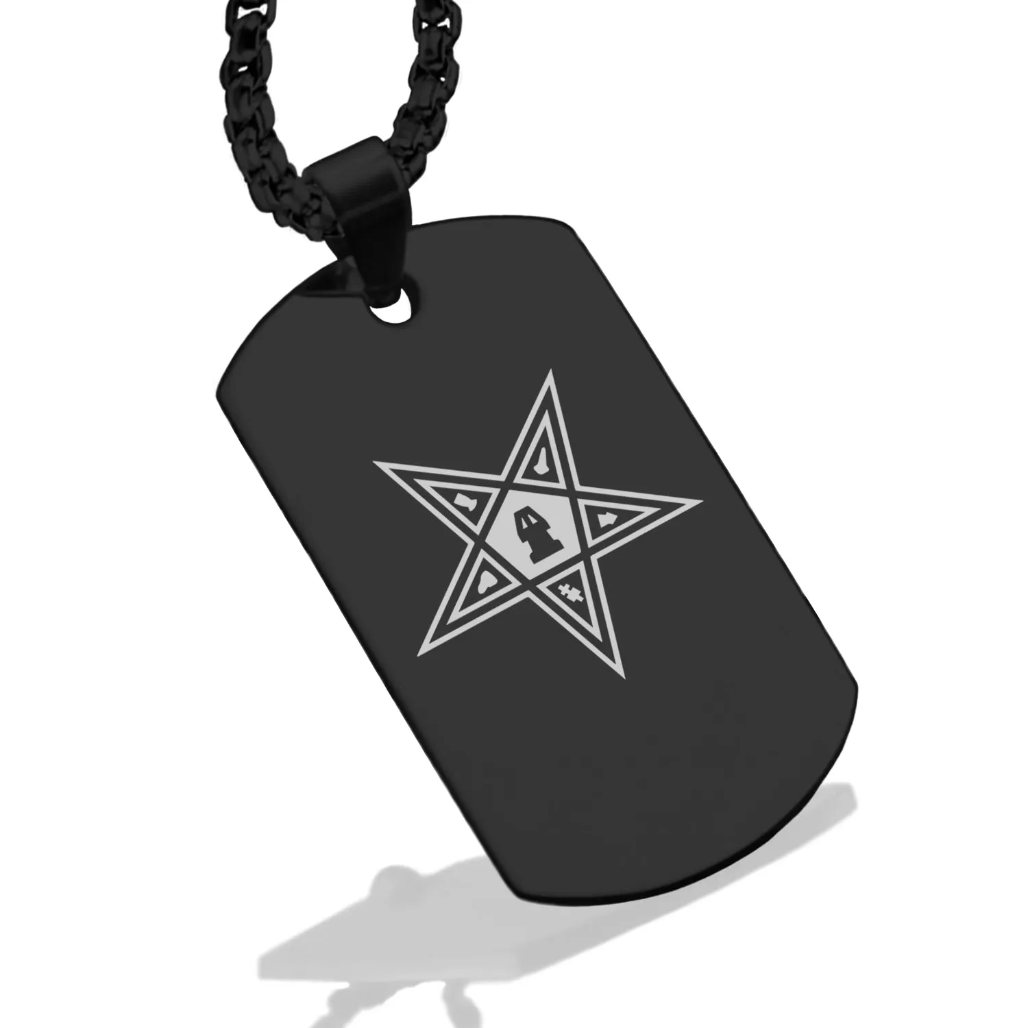 Stainless Steel Masonic Blazing Eastern Star Symbol Dog Tag Pendant