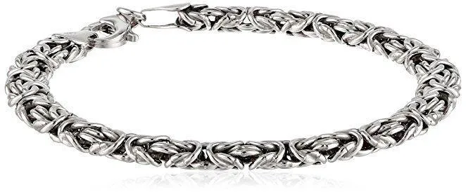 Stainless Steel Tomboy Byzantine Charm Bracelet
