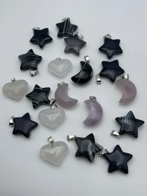 Star Moon Heart Gemstone Pendant