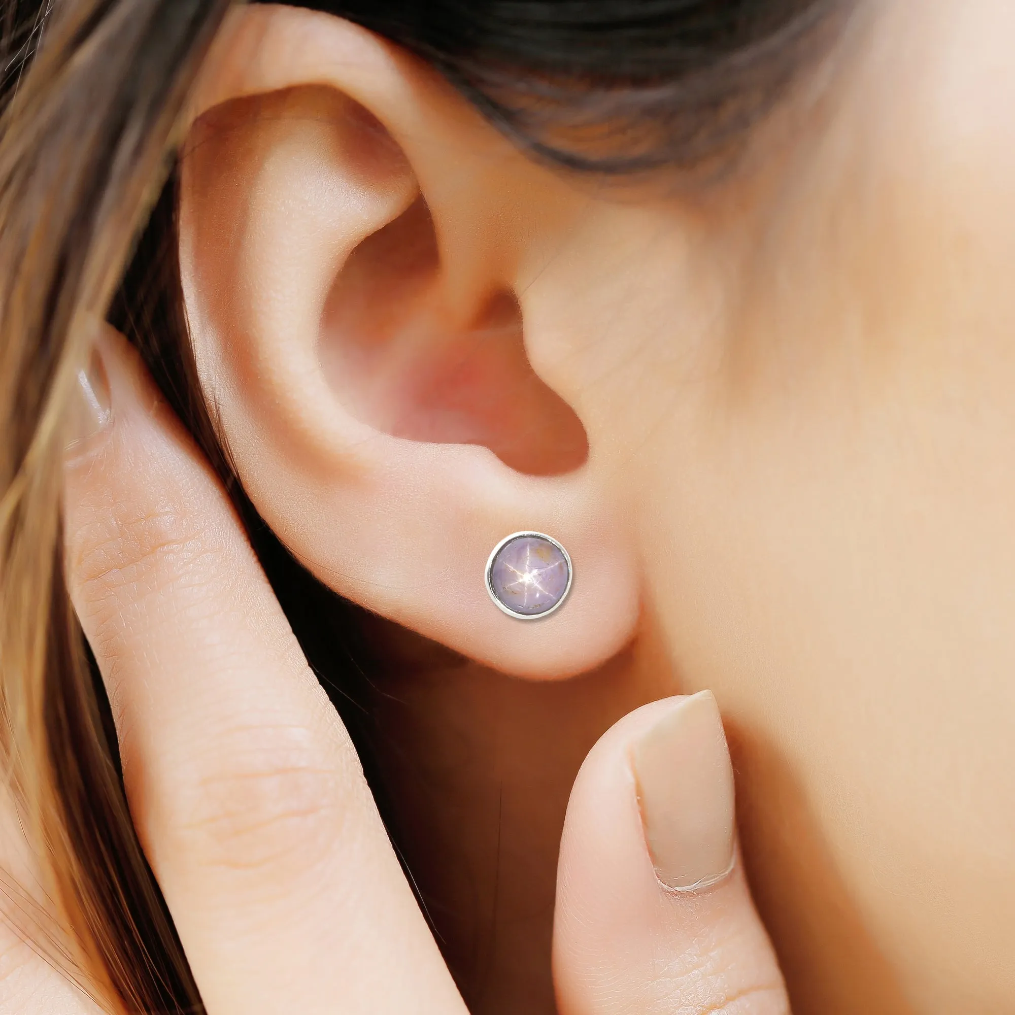 STAR SAPPHIRE STUDS 5.1 CT