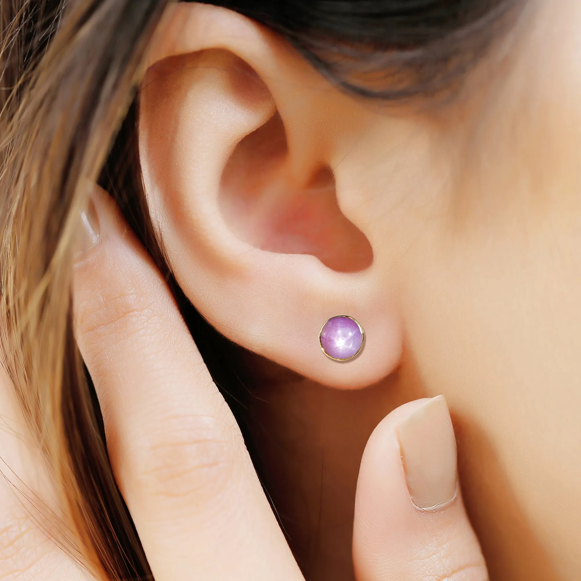 STAR SAPPHIRE STUDS 6CT
