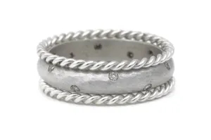 Starry Night Band with Rope Twist Adornments - Silver