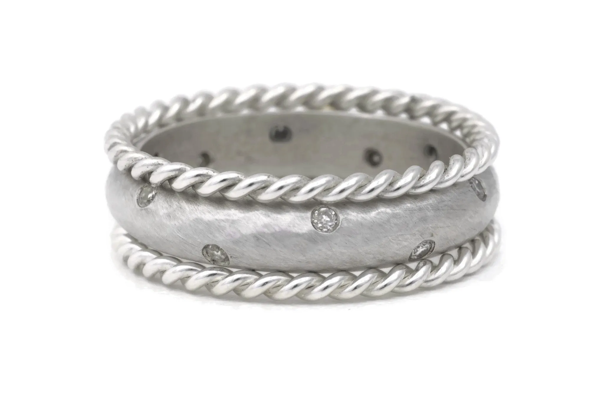 Starry Night Band with Rope Twist Adornments - Silver