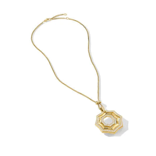 Stax Zig Zag Pendant Necklace in 18K Yellow Gold with Diamonds, 18"