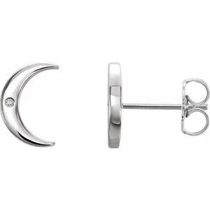 Sterling Silver .005 CTW Diamond Crescent Earrings
