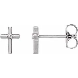 Sterling Silver .01 CTW Diamond Cross Earrings