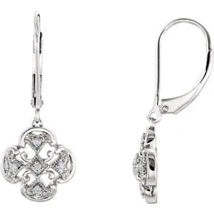 Sterling Silver .07 CTW Diamond Accented Lever Back Earrings