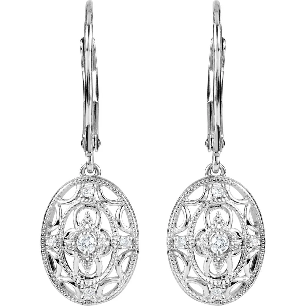 Sterling Silver 1/10 CTW Diamond Lever Back Earrings