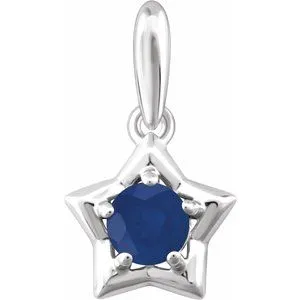 Sterling Silver 3 mm Round September Youth Star Birthstone Pendant