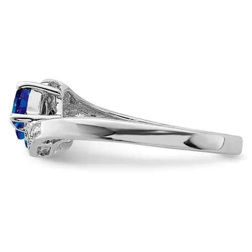 Sterling Silver 3-Stone Oval Gemstone & Diamond Birthstone Rings