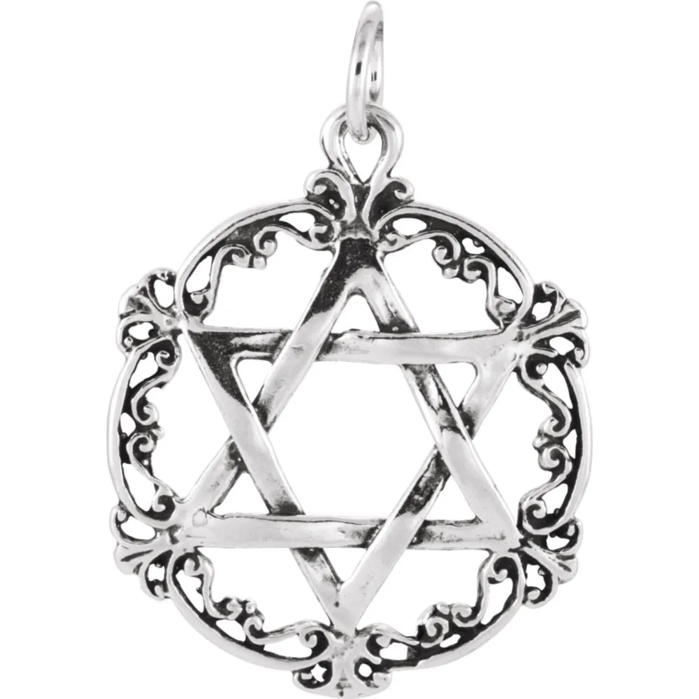 Sterling Silver 30.58x24.46mm Star of David Pendant