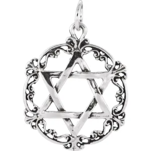 Sterling Silver 30.58x24.46mm Star of David Pendant