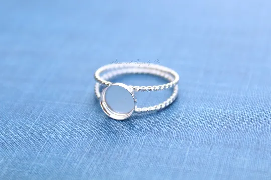Sterling Silver 3mm Double Rope Band Bezel Cup Ring blank
