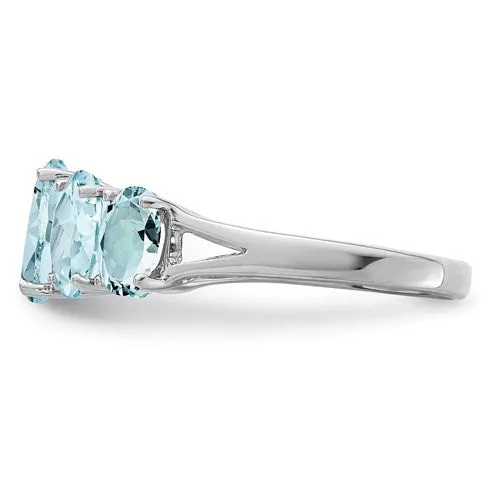 Sterling Silver 5 Stone Oval Genuine Gemstone Rings