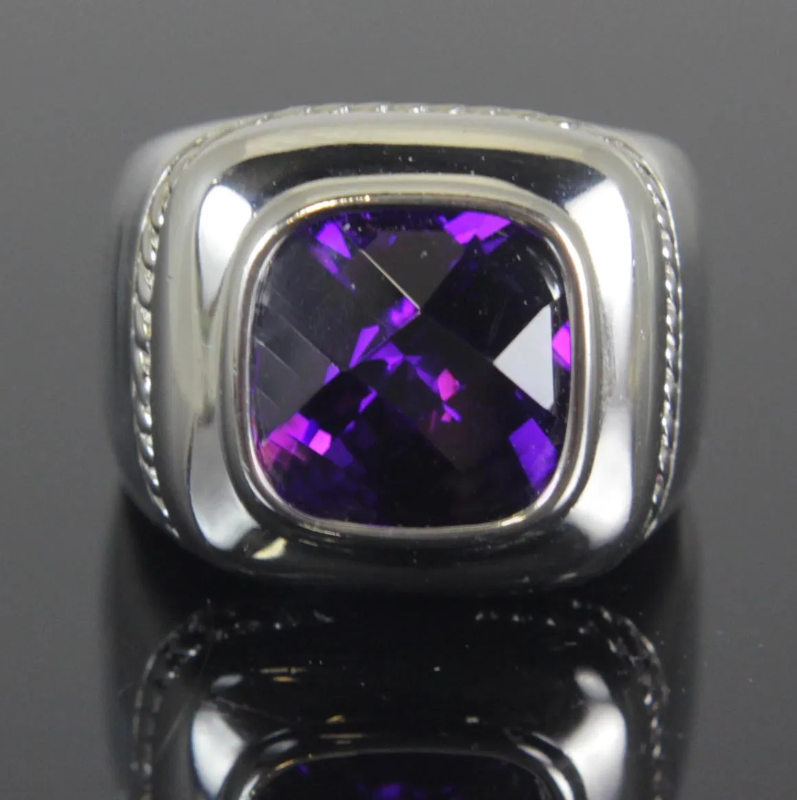 Sterling Silver Amethyst CZ Ring Size 8