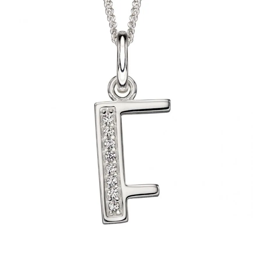 Sterling Silver & Cubic Zirconia Initial Letter Alphabet Pendant Necklace