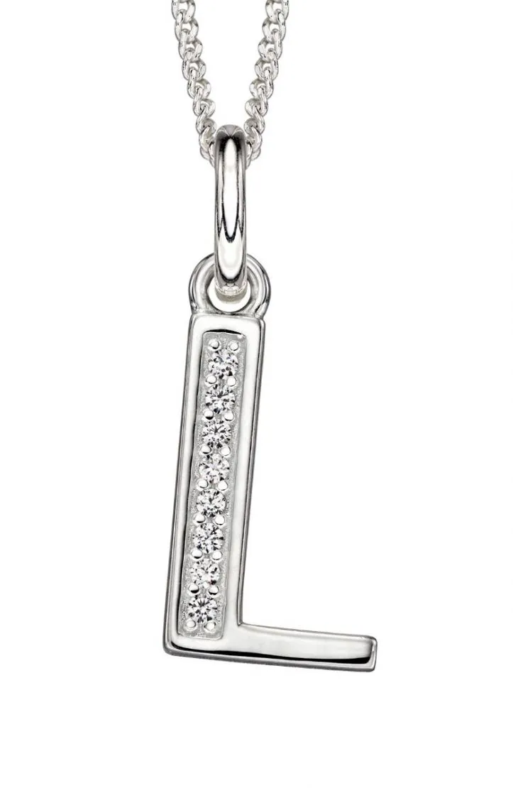 Sterling Silver & Cubic Zirconia Initial Letter Alphabet Pendant Necklace