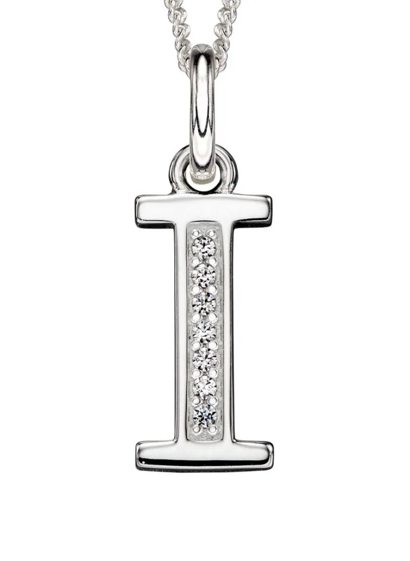 Sterling Silver & Cubic Zirconia Initial Letter Alphabet Pendant Necklace