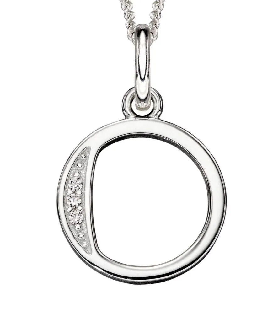 Sterling Silver & Cubic Zirconia Initial Letter Alphabet Pendant Necklace