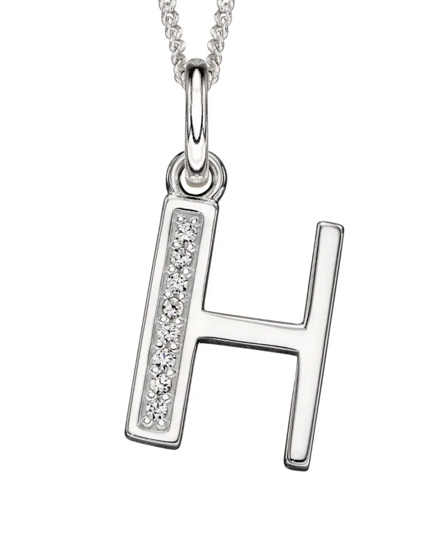 Sterling Silver & Cubic Zirconia Initial Letter Alphabet Pendant Necklace