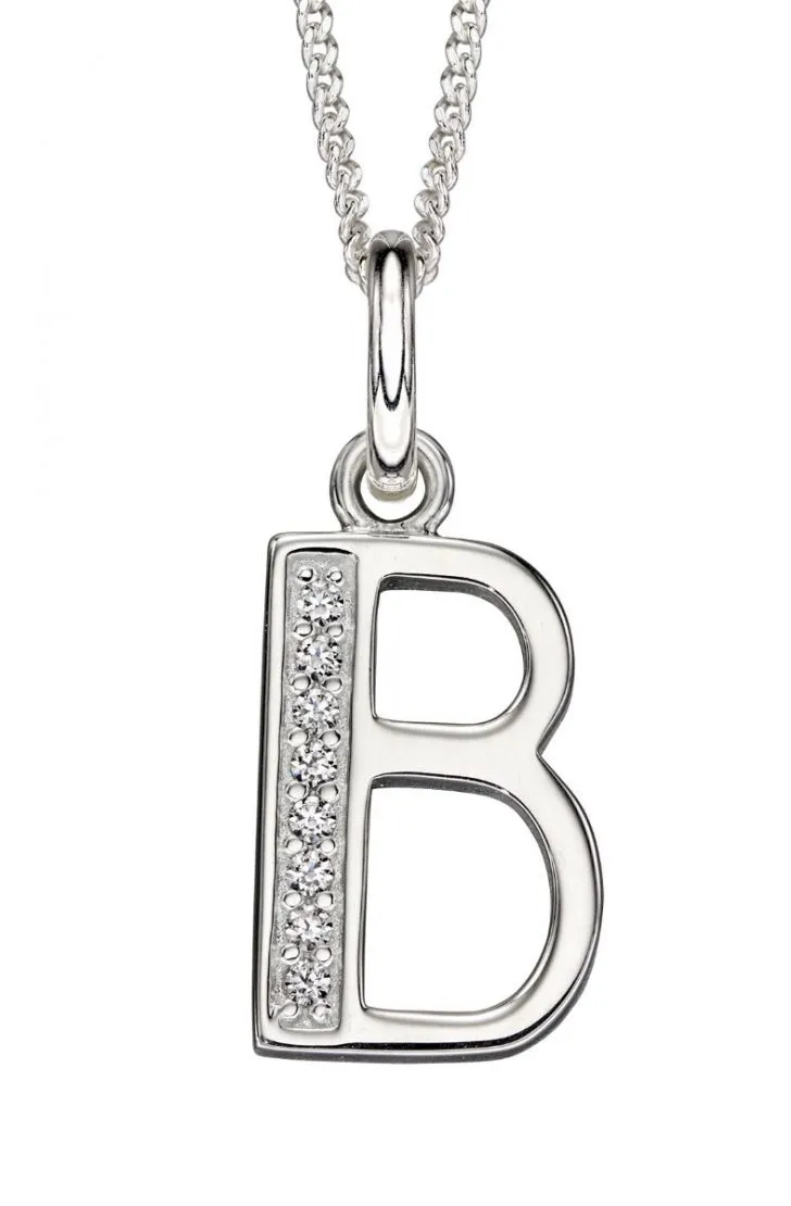 Sterling Silver & Cubic Zirconia Initial Letter Alphabet Pendant Necklace