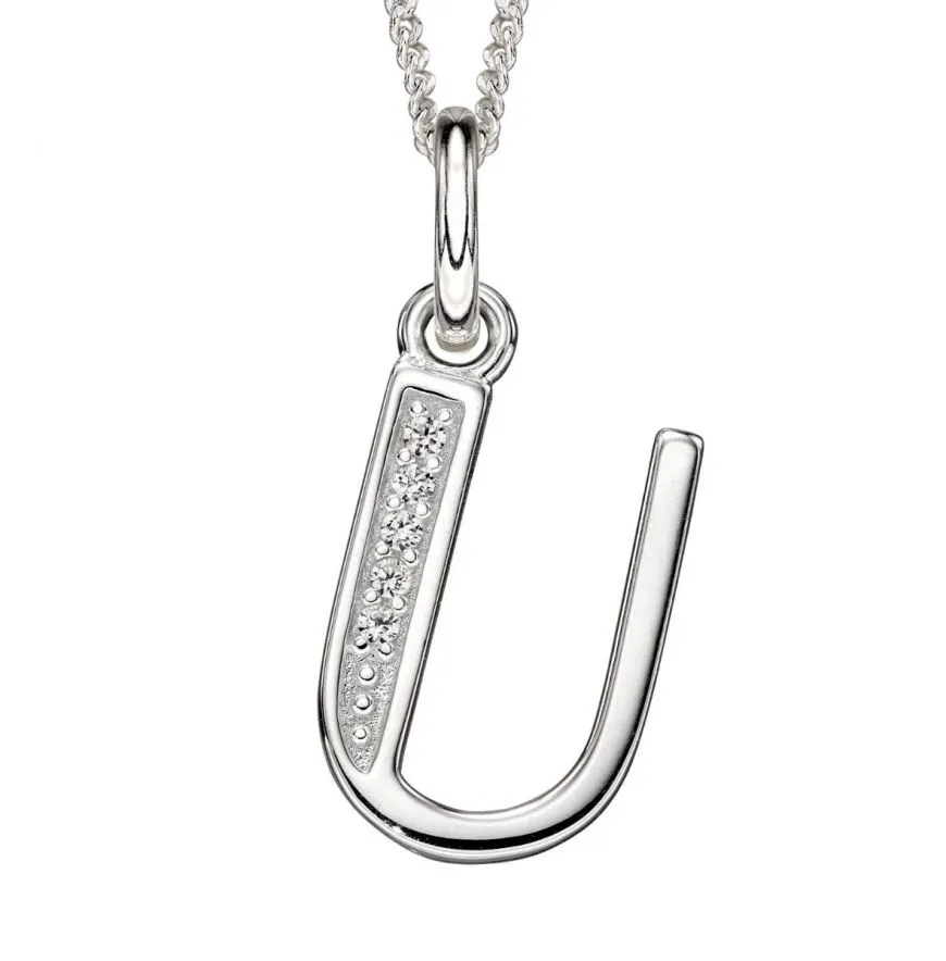 Sterling Silver & Cubic Zirconia Initial Letter Alphabet Pendant Necklace