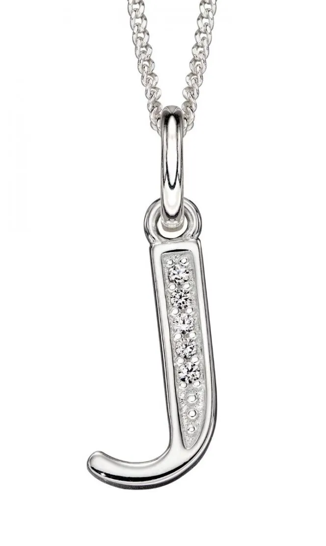 Sterling Silver & Cubic Zirconia Initial Letter Alphabet Pendant Necklace