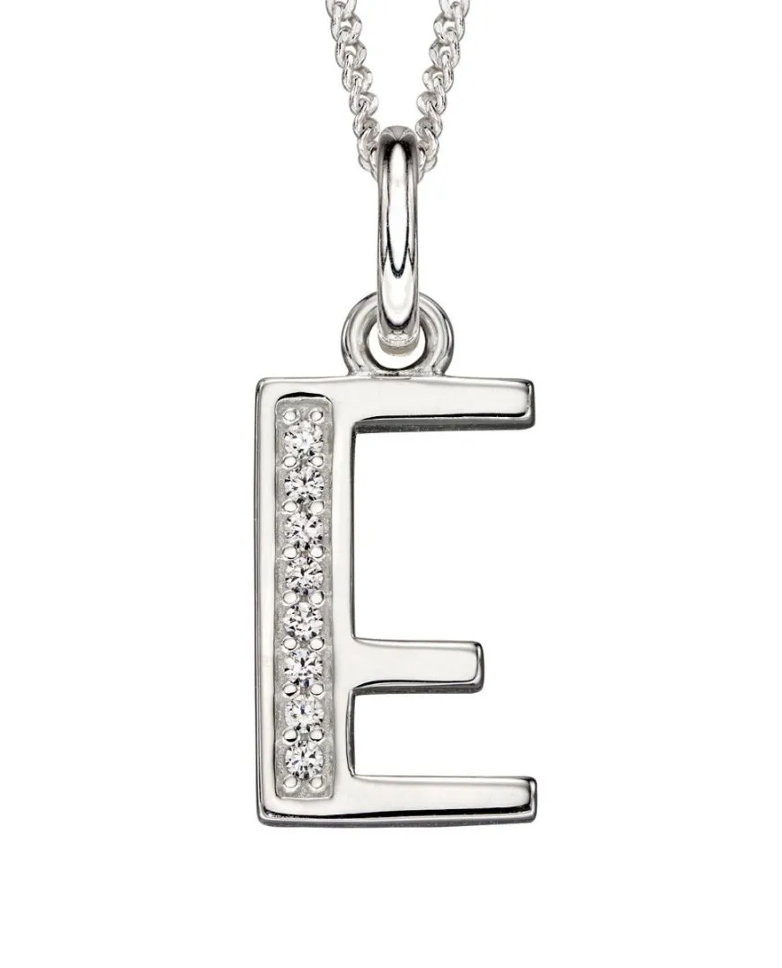 Sterling Silver & Cubic Zirconia Initial Letter Alphabet Pendant Necklace